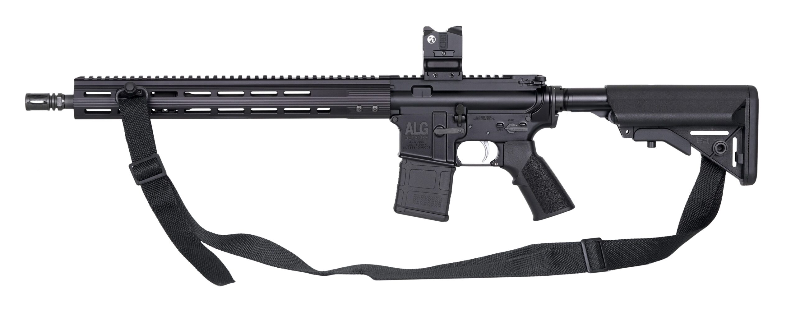 ALG Defense El Jefe 223 Remington/5.56x45mm, 16.25" Barrel, Black, Warner & Swasey Red Dot Sight, M-Lok Handguard, 30rd ALG Defense