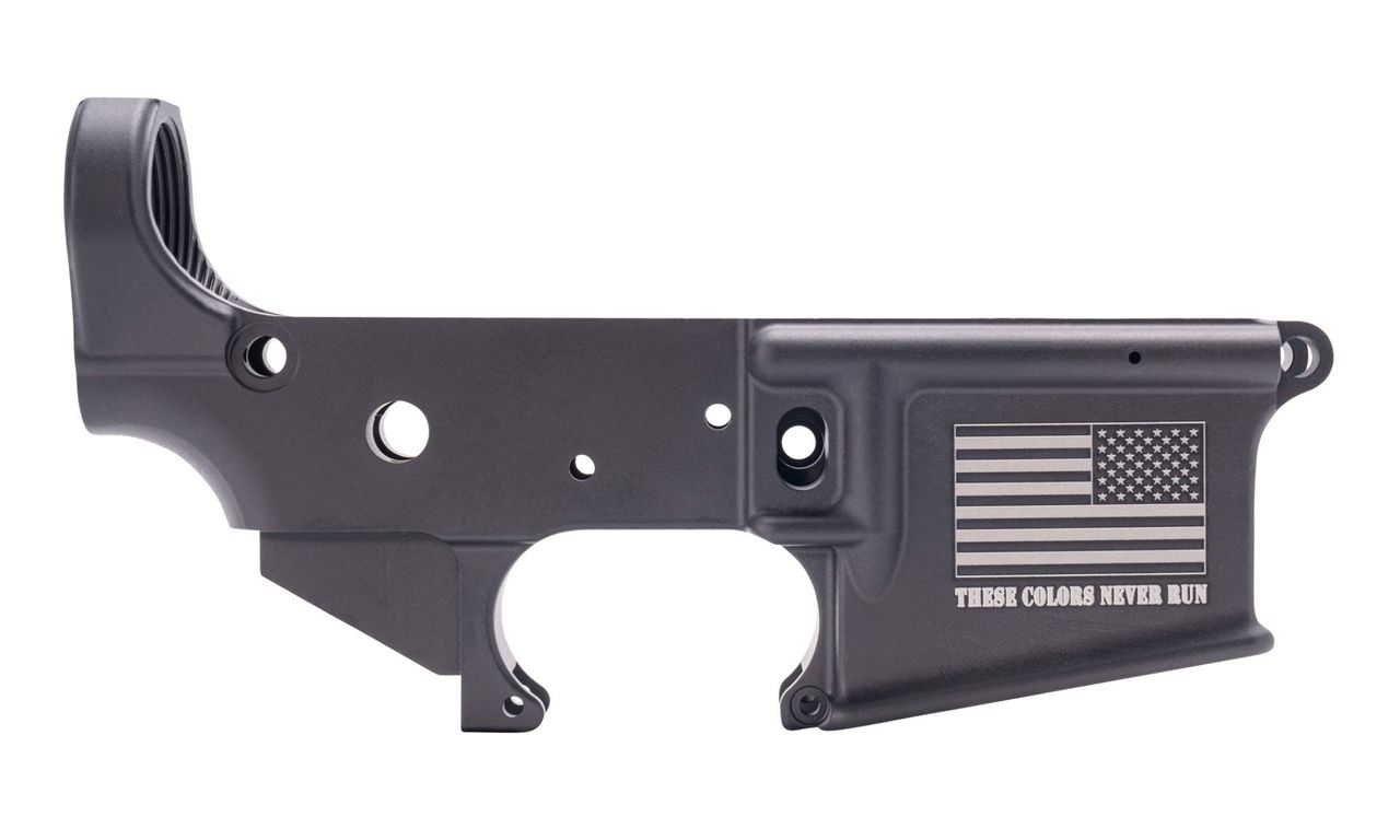 Anderson AR-15 Stripped Lower Receiver ''These Colors Never Run" Multi CalMarked