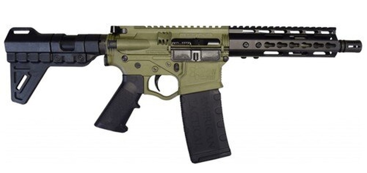 ATI Omni Hybrid Maxx P4 5.56/.223, 7.5" Barrel, Keymod, Blade Brace, Battlefield Green, 30rd