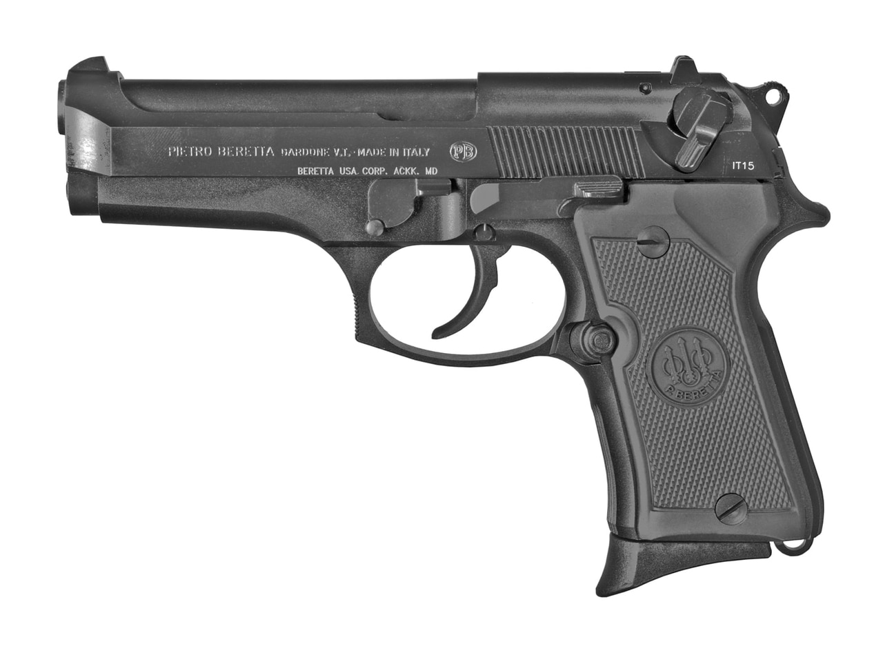 Beretta 92FS Compact 9mm, 4.25" Barrel, 3-Dot Sights, Decocker, Black, 13rd