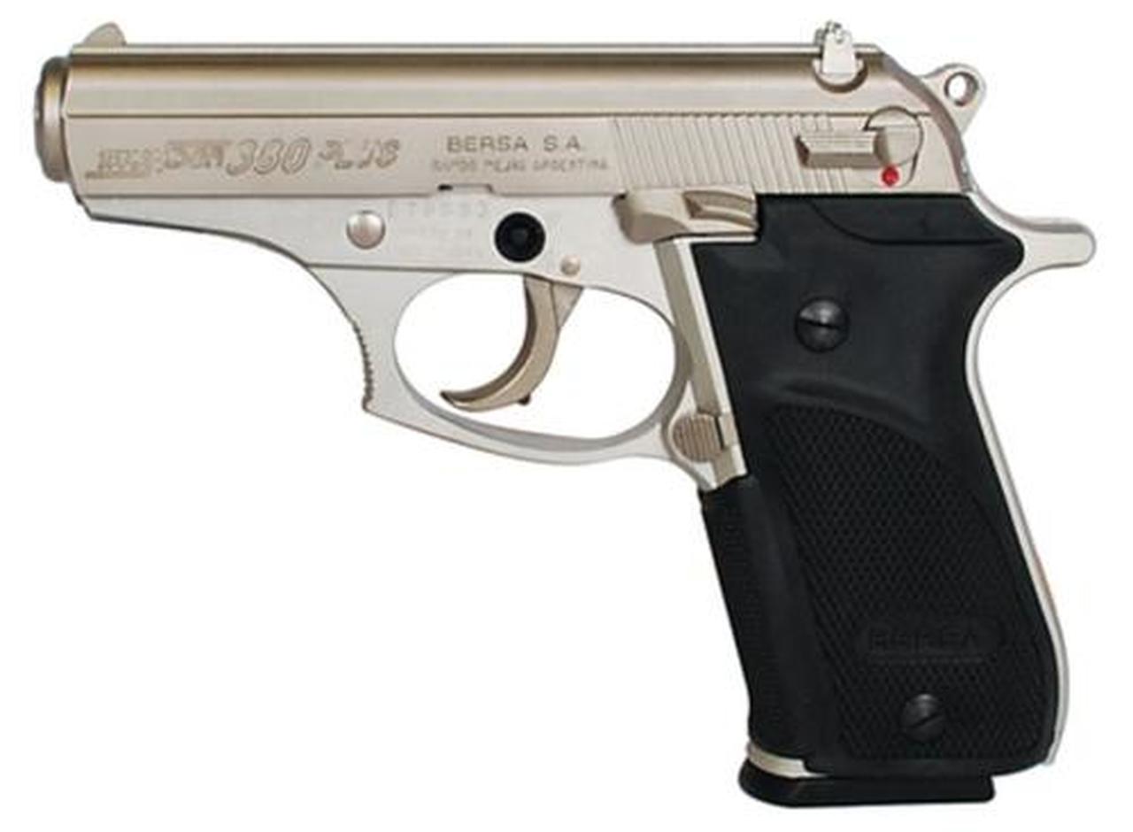 Bersa Thunder Plus 380 ACP, 3.5" Barrel, Nickel, Black Grip, 15rd Bersa