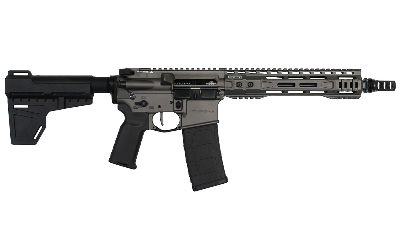 Bg Defense SIPR Type-A 5.56mm Pistol with Shockwave Blade Stock and Tungsten Finish