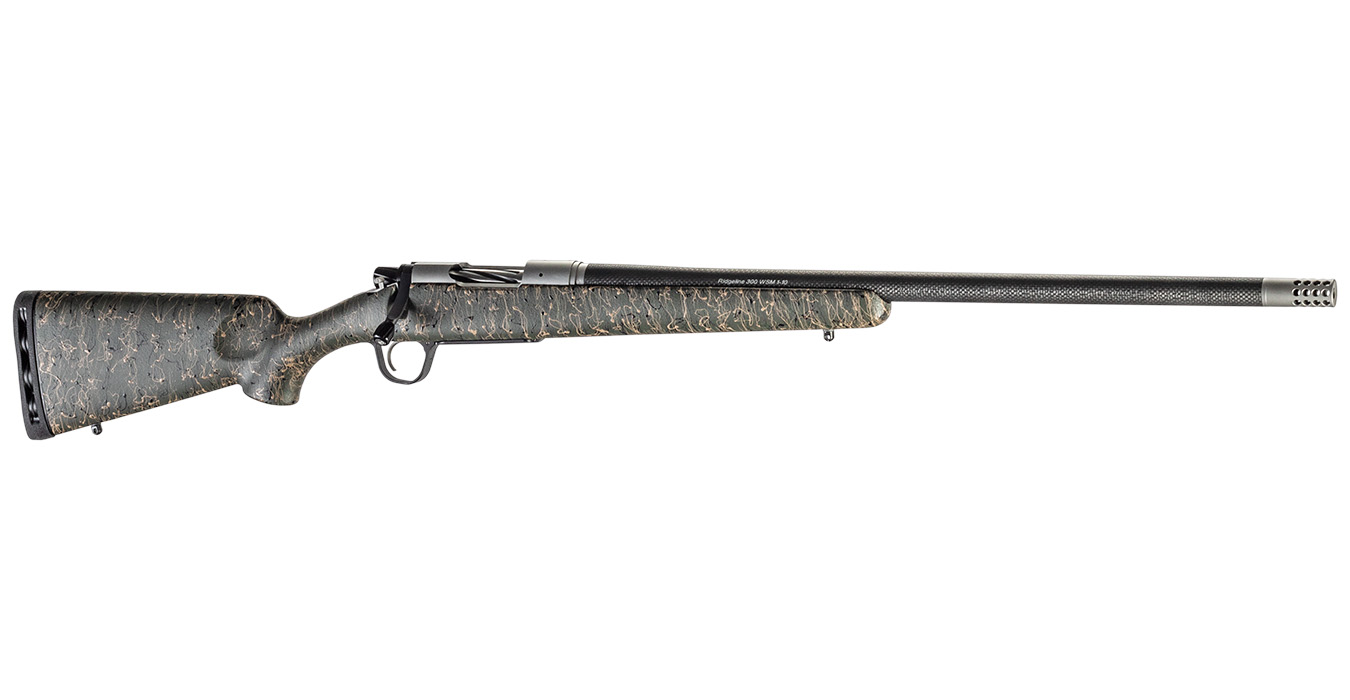 Christensen Arms Ridgeline 30 Nosler Bolt-Action Rifle with Green, Black and Tan Stock