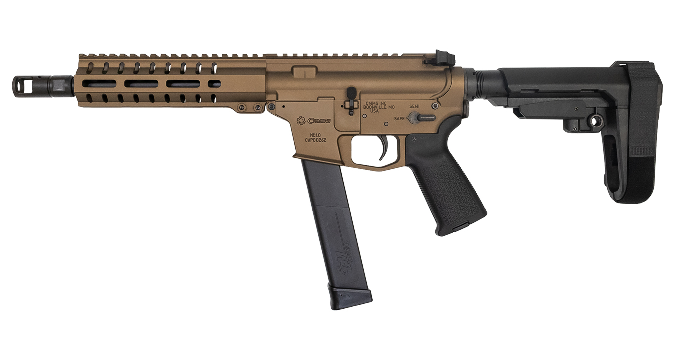 CMMG Banshee 300 Mk10 10mm Burnt Bronze AR Pistol with CMMG RipBrace