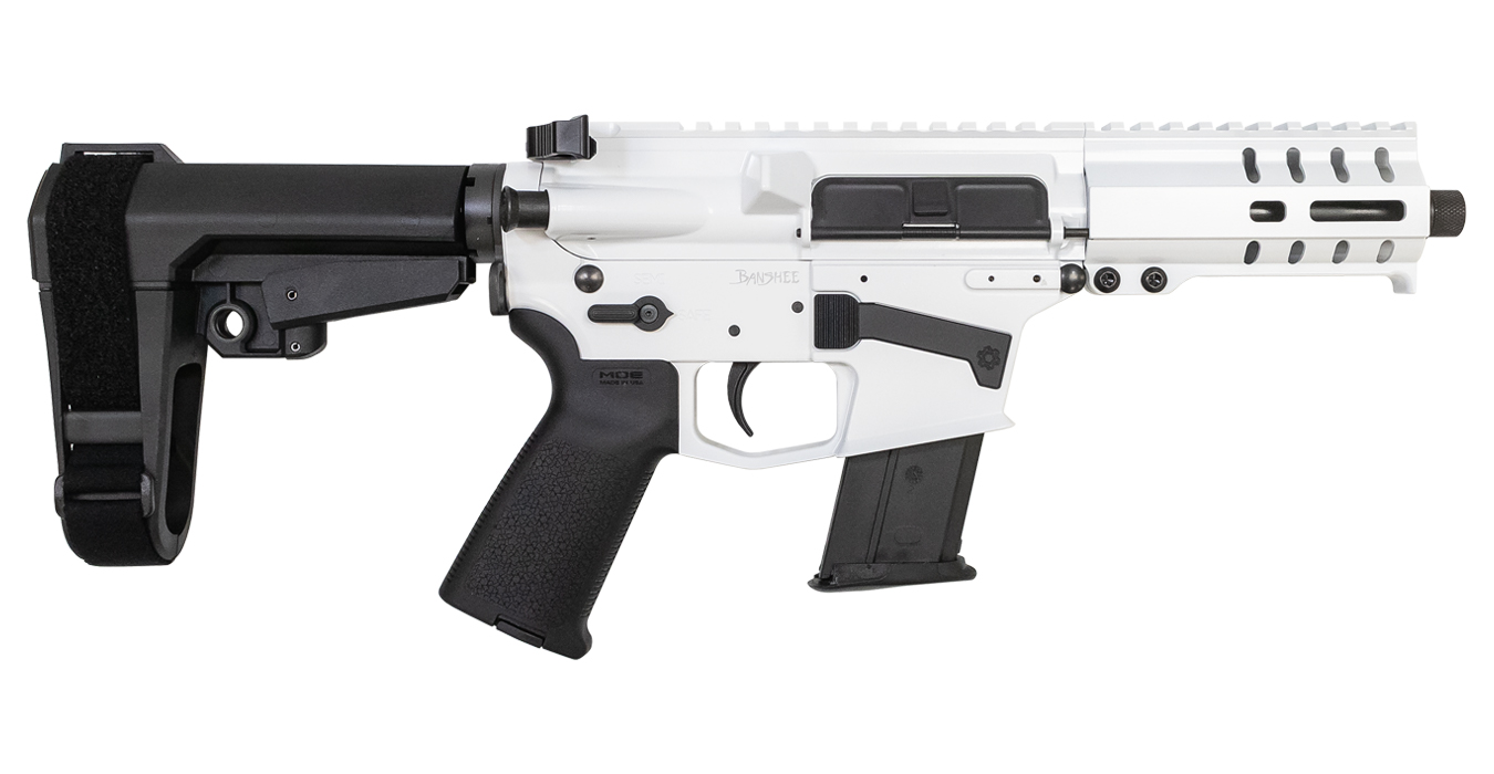 CMMG Banshee 300 Mk57 5.7x28mm Semi-Automatic Pistol with Storm Trooper White Cerakote Finish