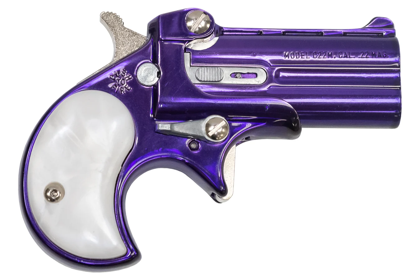 Cobra Enterprise Inc 22 WMR Classic Derringer with Imperial Purple Finish and Pearl Grips