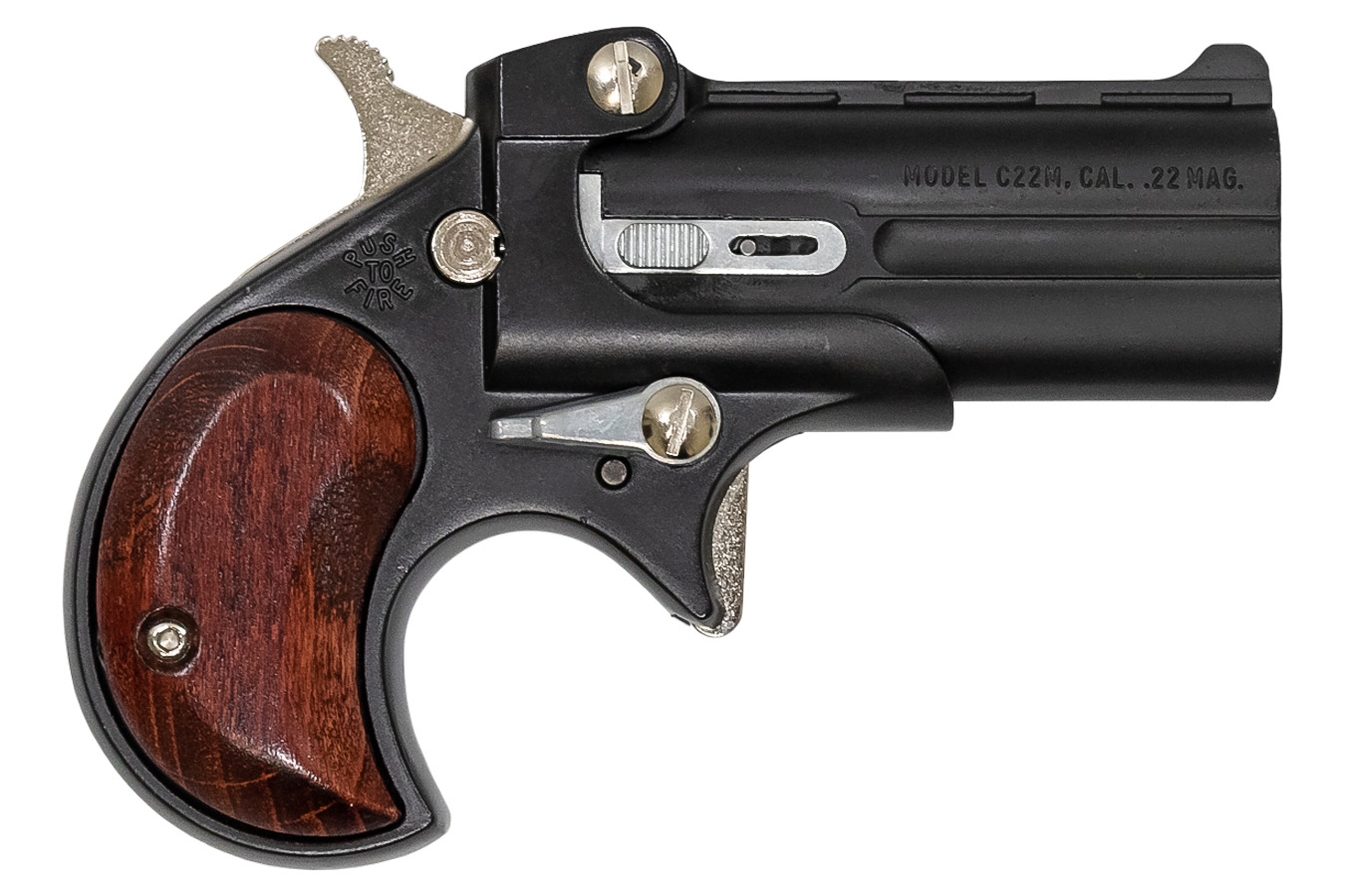 Cobra Enterprise Inc 22 WMR Derringer with Black Powder Coat Finish and Rosewood Grips