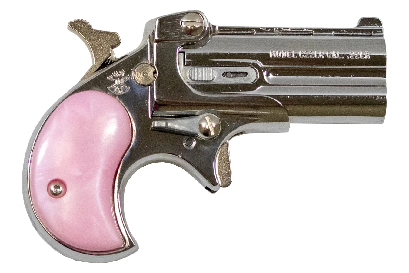 Cobra Enterprise Inc 22LR Derringer with Chrome Finish and Pink Pearl Grips