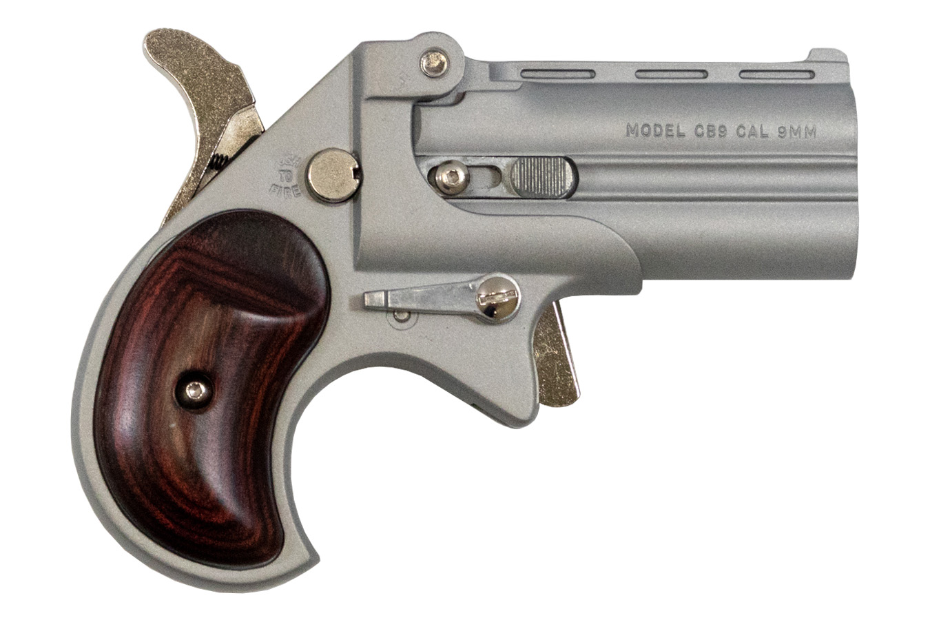 Cobra Enterprise Inc Big Bore 9mm Derringer with Satin Finish and Rosewood Grips