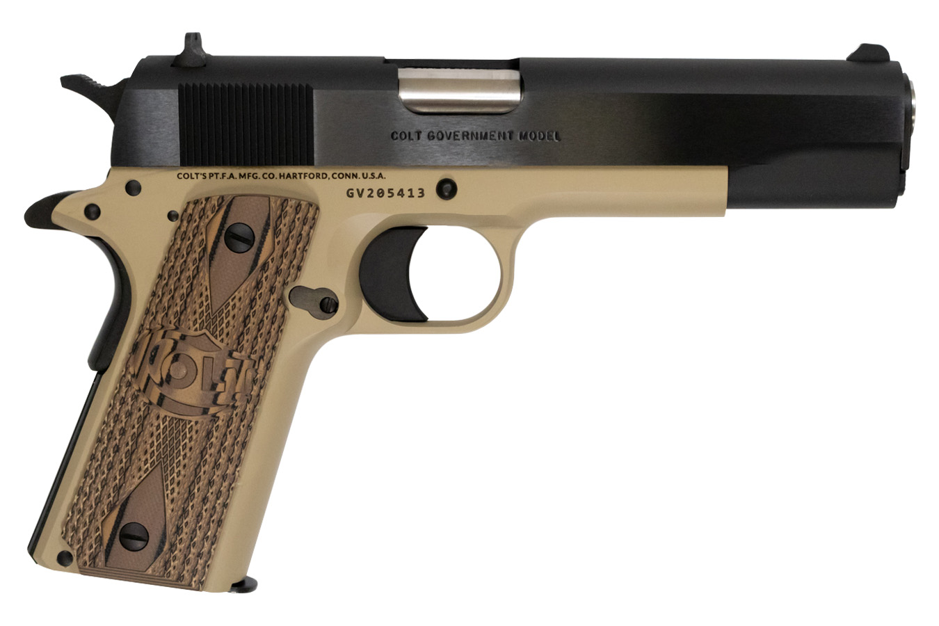 Colt 1991 Government Model 45 ACP Centerfire Pistol with McMillan Tan Cerakote Finish
