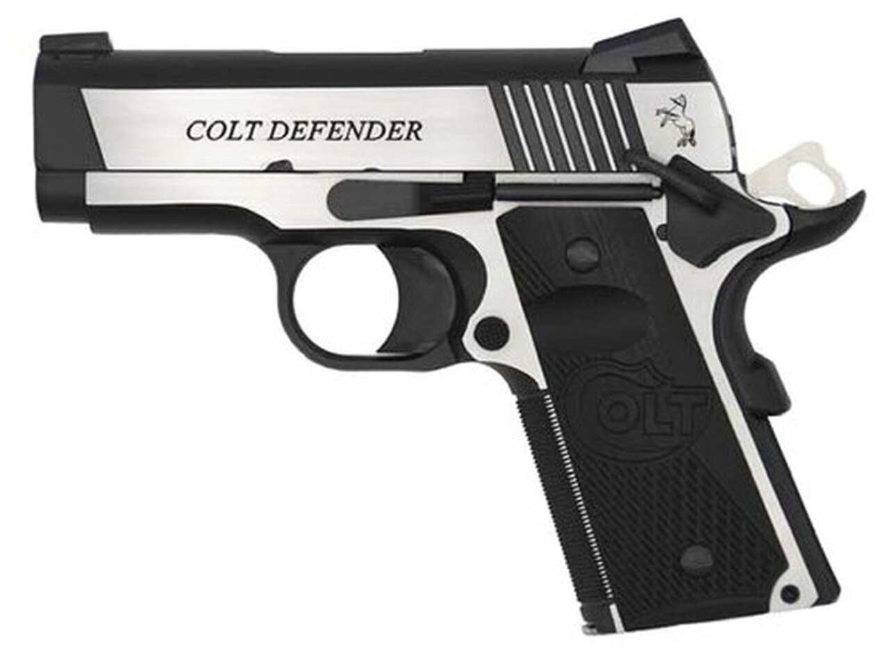 Colt Combat Elite Defender 1911, Compact, 9MM, 3" Barrel, SS Two-Tone Finish, G10 Grips, 8rd Mag, Novak Night Sights