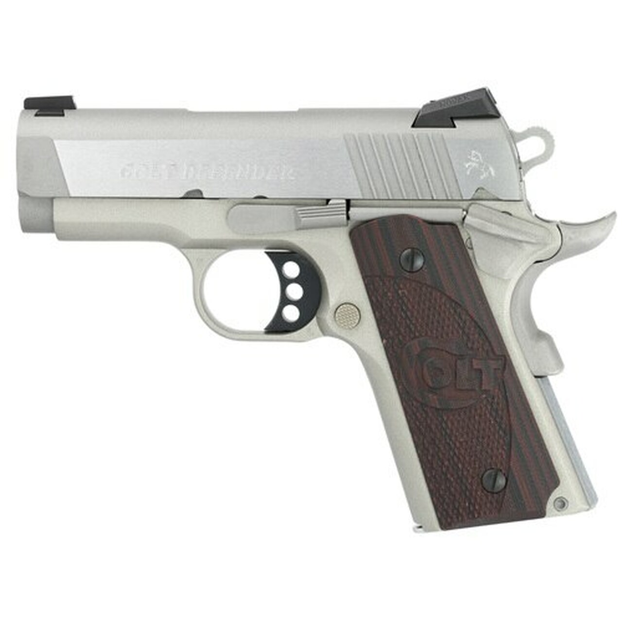 Colt Defender 1911 45 ACP SS, 3" Barrel, Black Cherry G10 Grips, Stainless, 7rd Colt