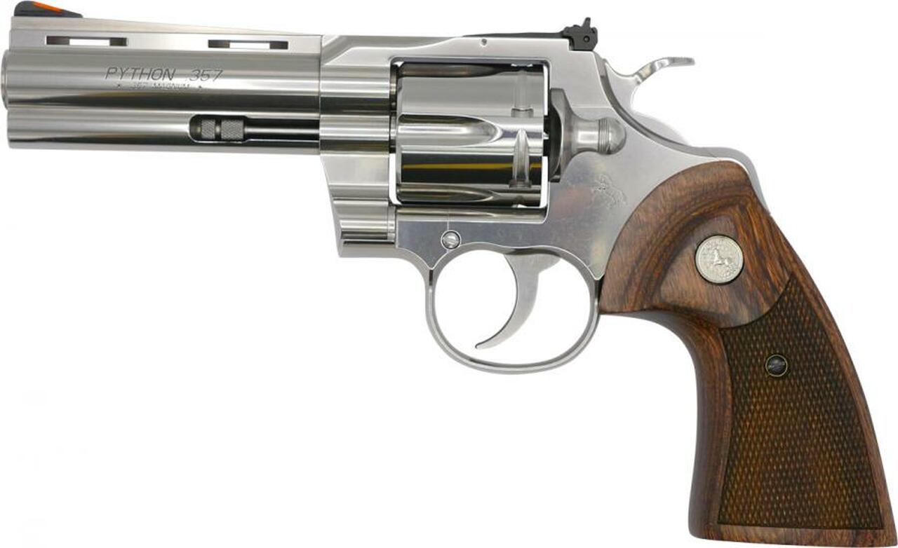 Colt Python 357 Magnum, 4.25" Barrel, Stainless Frame, Walnut Grips, 6rd Colt