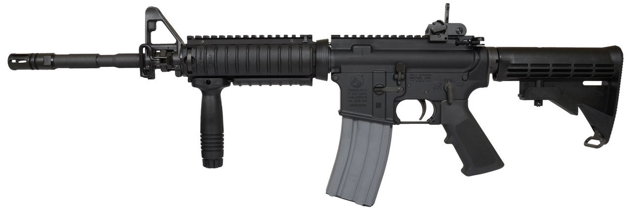 Colt SOCOM Carbine 5.56/.223, 14.5" Barrel with pin and welded muzzle device, Knights Quad Rail, Black, 30rd Colt