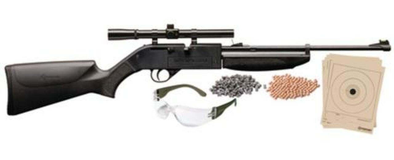 Crosman Air Guns Model 760 Pumpmaster Kit .177 Caliber Black Stock and Forend with 4x15mm Scope