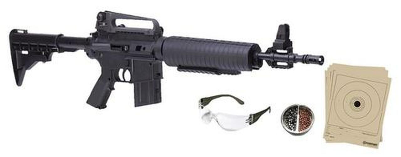 Crosman M4 .177 BB Pump Rifle Kit, Black 350 BB/5 Pellet Capacity