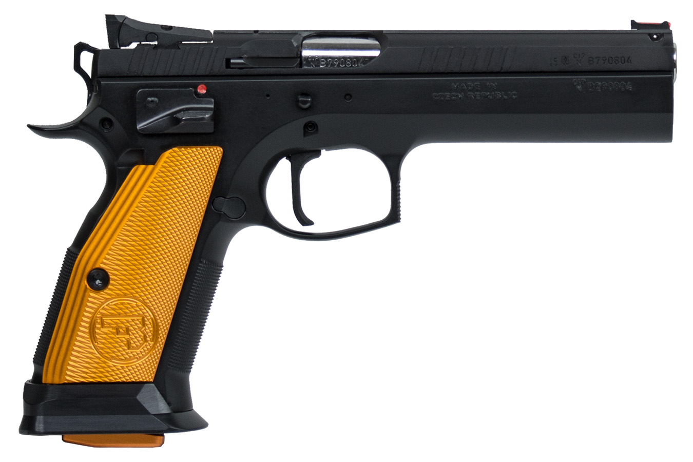 CZ 75 Tactical Sport 40 S&W Pistol with Orange Aluminum Grips