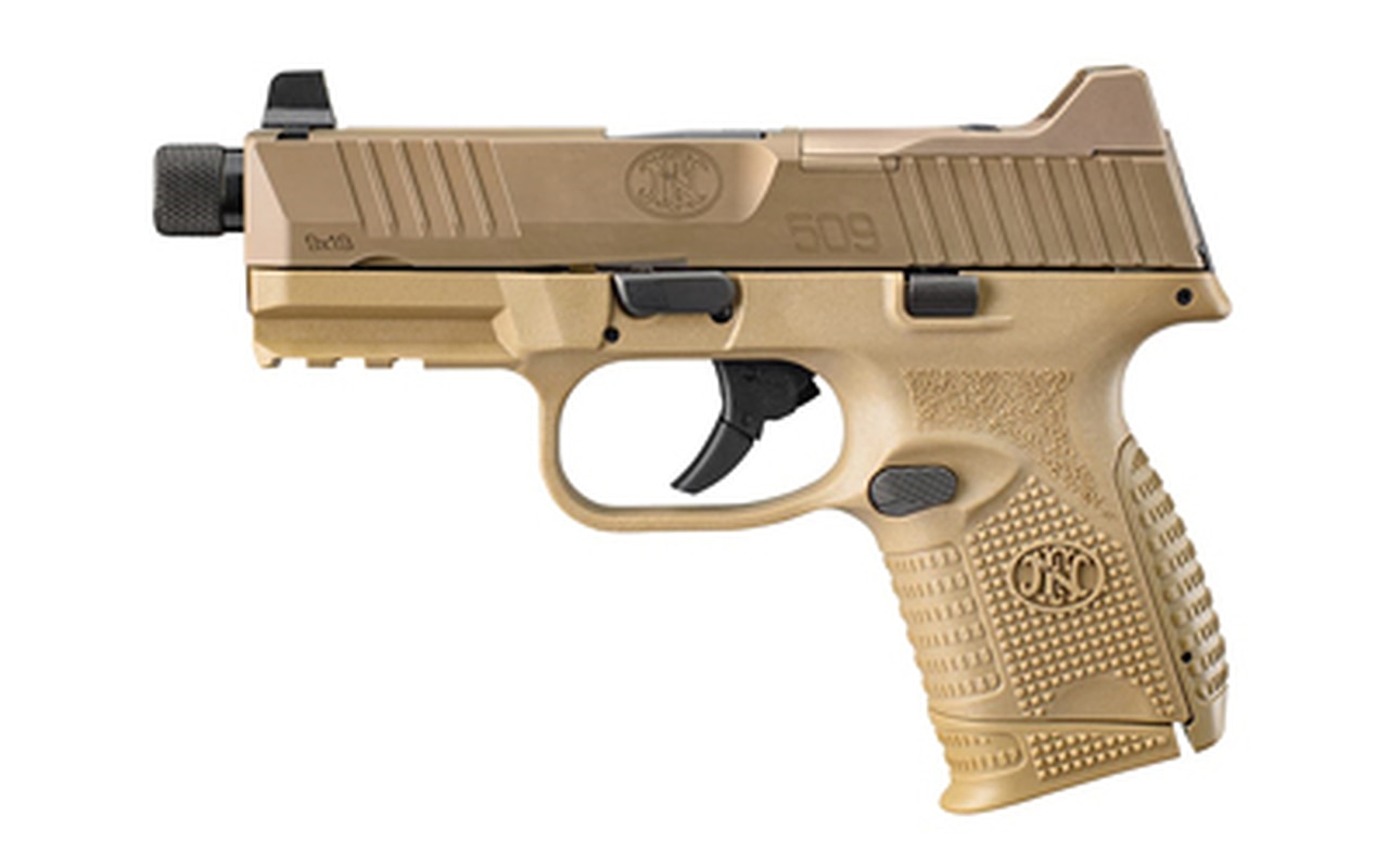FN FN509 Compact Tactical 9mm, 4.3" Threaded Barrel, Flat Dark Earth, Suppressor-Height Night Sights, Optics Ready, 3x10rd Mags
