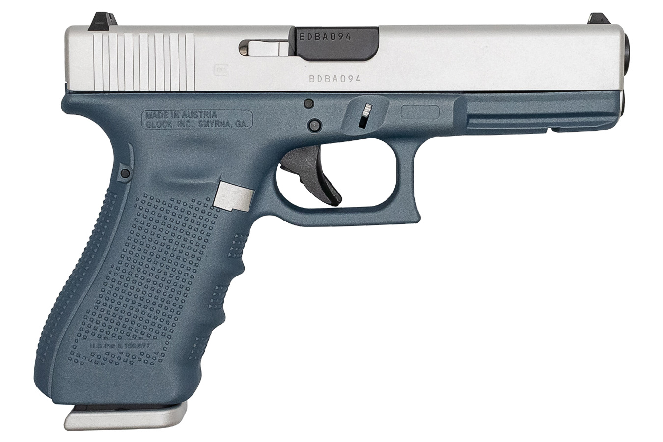 Glock 17 Gen4 9mm 17-Round Pistol with Cerakote Titanium Blue Finish