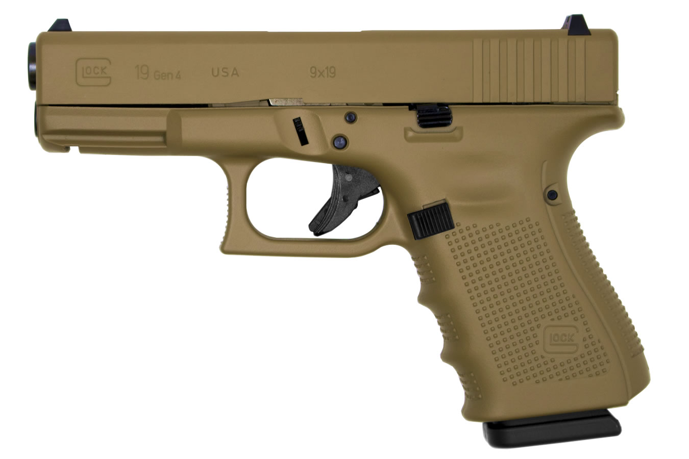 Glock 19 Gen4 9mm 15-Round Pistol with Tactical Coyote Tan Cerakote Finish