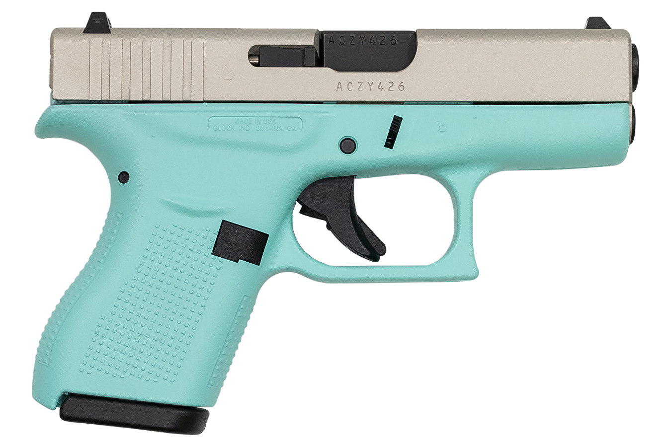 Glock 42 380 ACP Robins Egg Blue Cerakote Single Stack Pistol (Made In USA)
