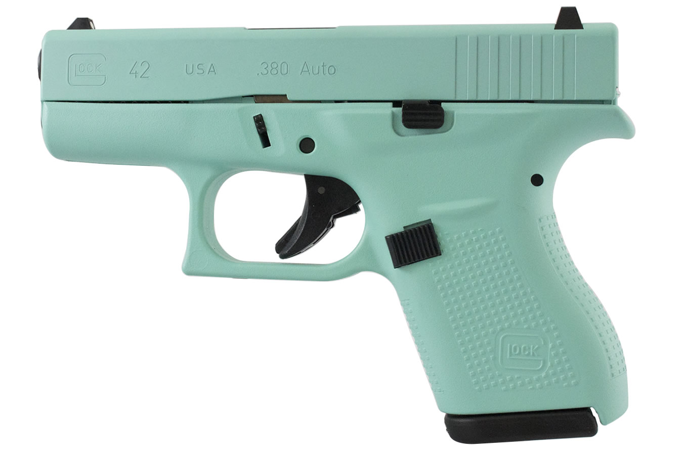 Glock 42 .380 Auto Eggshell Blue Cerakote Single Stack Pistol
