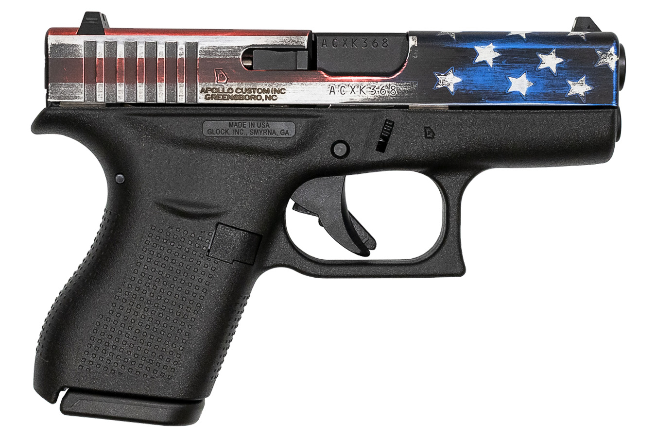 Glock 42 380 Auto Single Stack Pistol with American Flag Slide