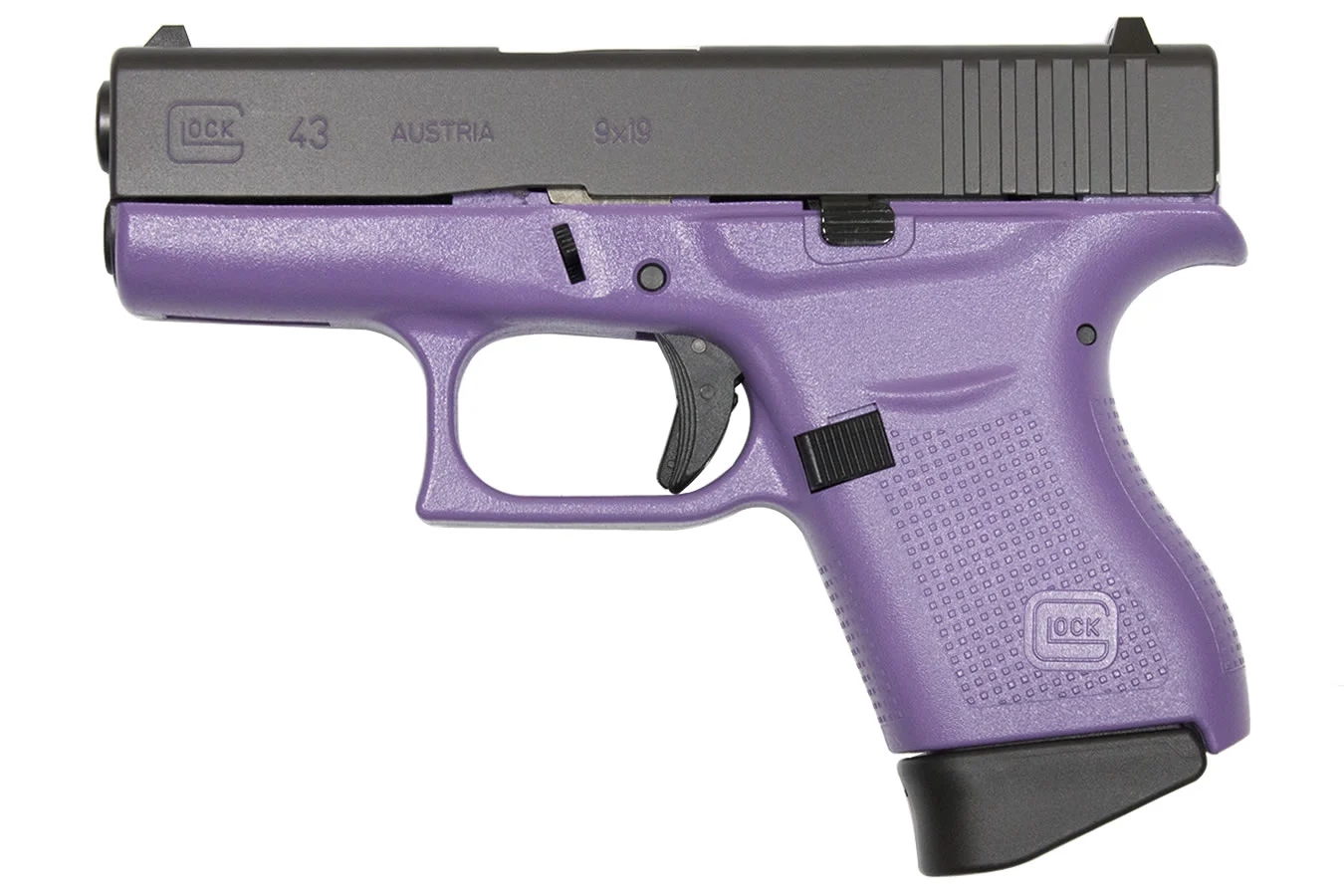 Glock 43 9mm Single-Stack Pistol with Lilac Purple Frame