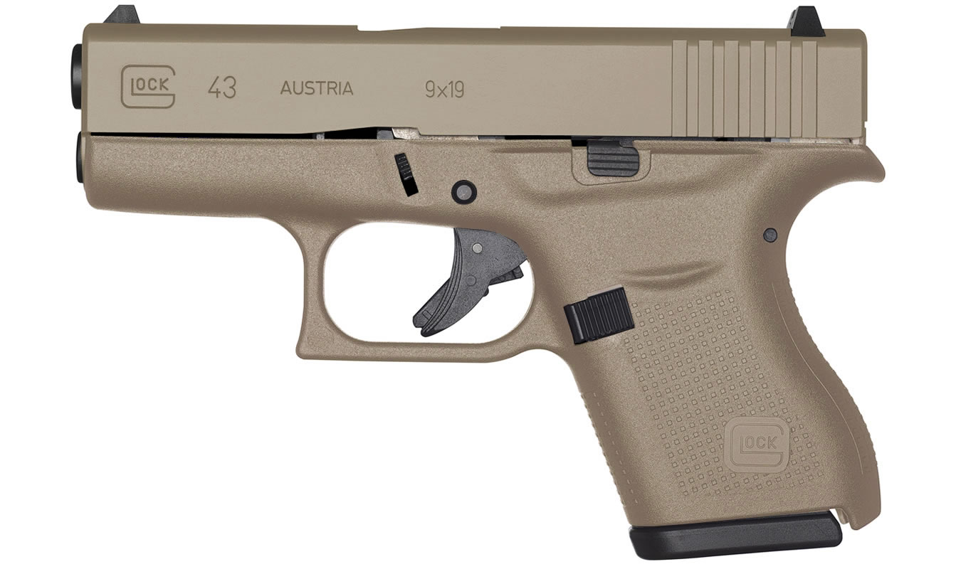 Glock 43 9mm Single-Stack Pistol with Magpul Dark Earth Cerakote Finish