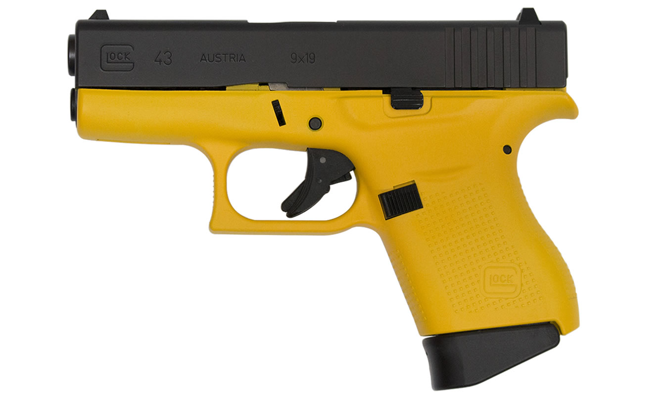 Glock 43 9mm Single-Stack Pistol with Yellow Cerakote Frame