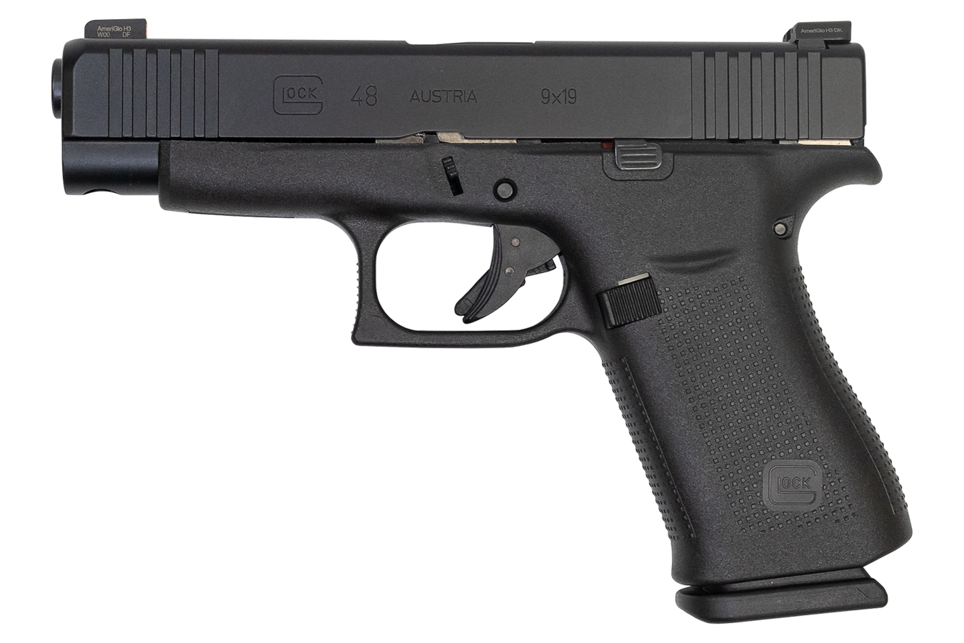 Glock 48 9mm 10-Round Pistol Black Slide with AmeriGlo Bold Night Sights