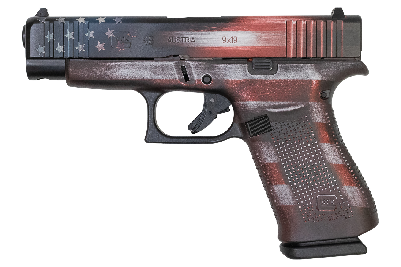 Glock 48 9mm Pistol with Battleworn USA Flag Cerakote Finish