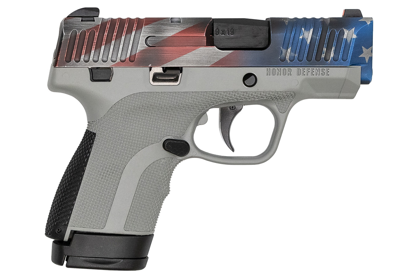 Honor Defense Honor Guard 9mm Sub-Compact Pistol with Gray Frame and USA Cerakote Slide
