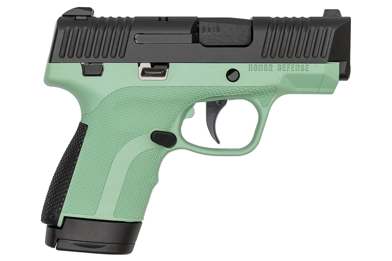 Honor Defense Honor Guard 9mm Sub-Compact Pistol with Turquoise Grip Frame