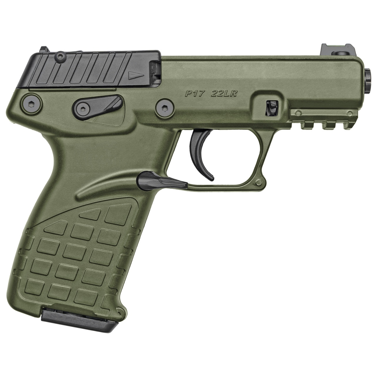 Kel-Tec P17 22 LR 3.93" 16+1 Black Slide Green Polymer Frame Threaded Barrel 3 Magazines Kel-Tec