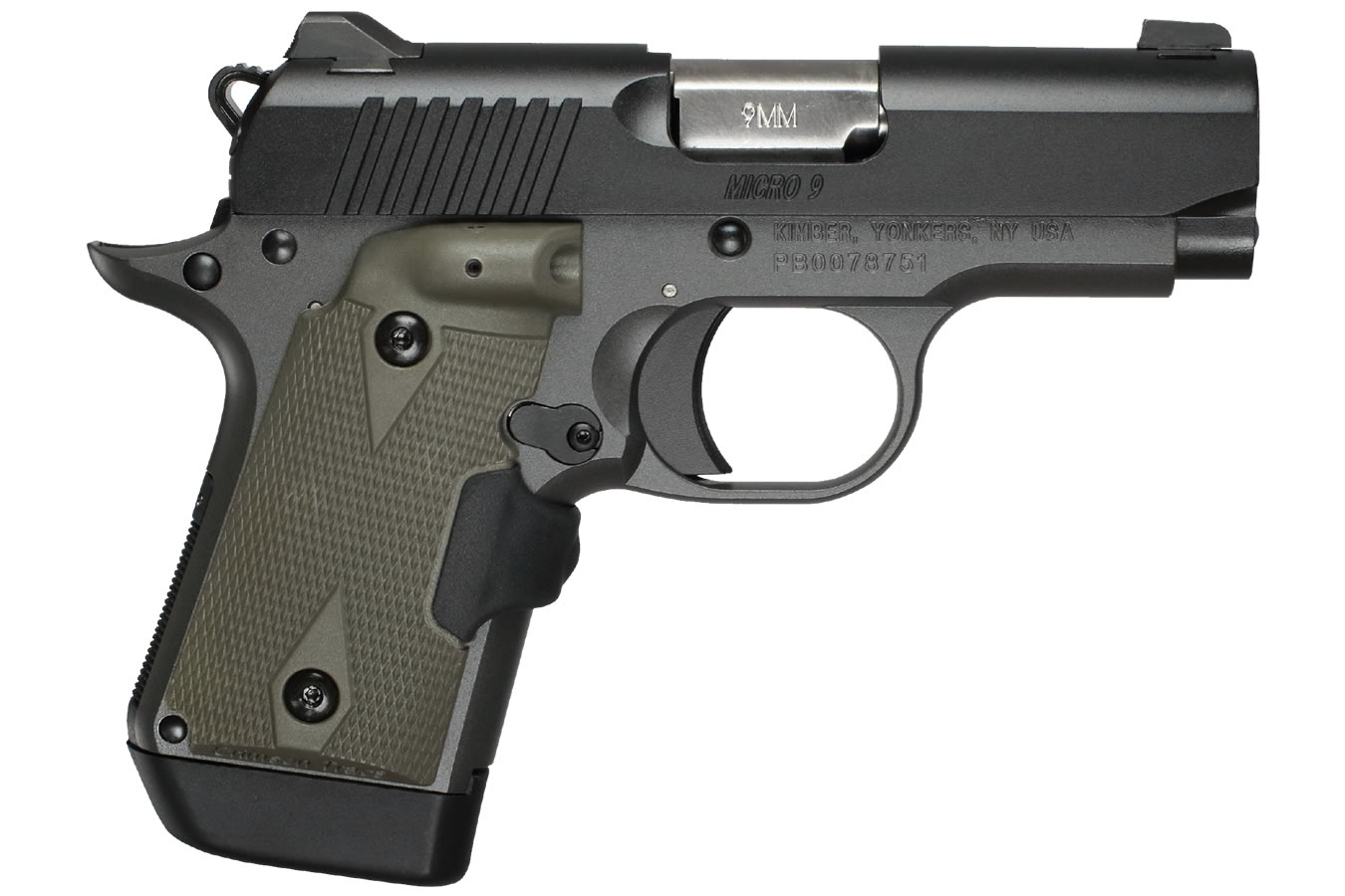 Kimber Micro 9 Woodland Night 9mm with OD Green Crimson Trace Lasergrips (Red Laser)