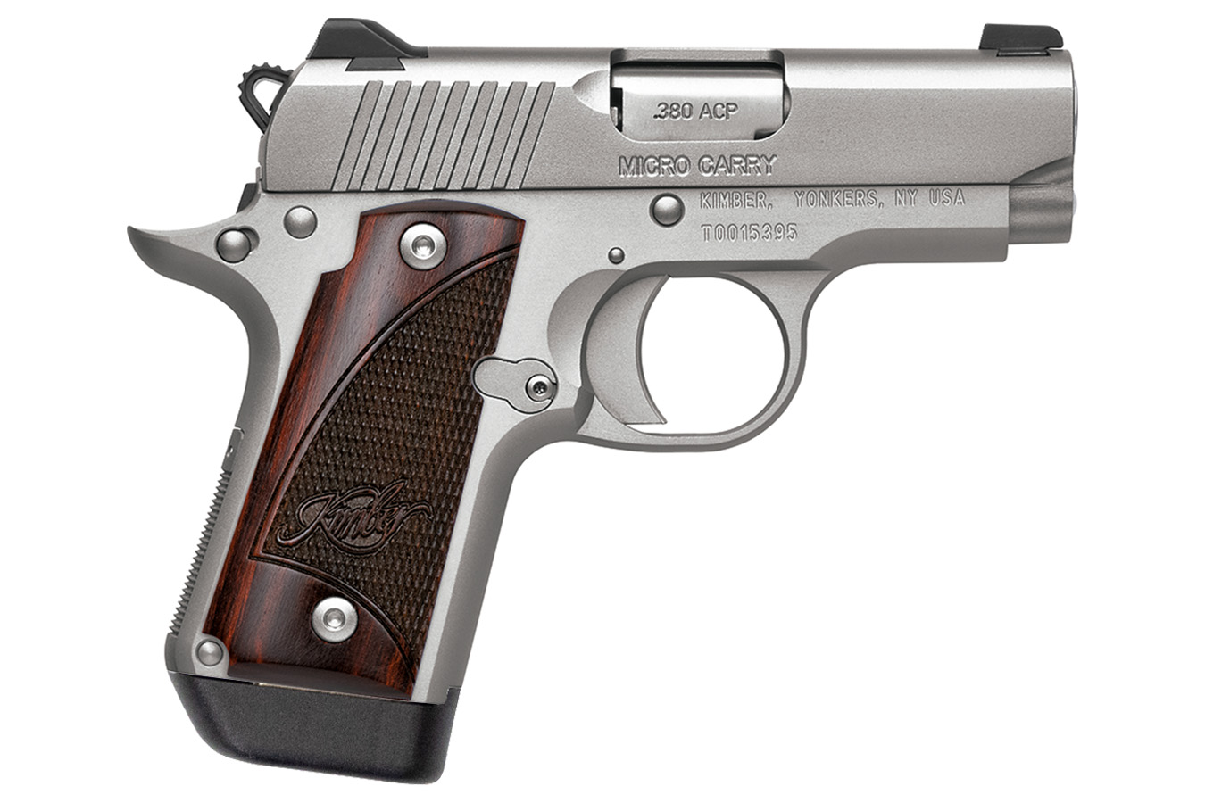 Kimber Micro Stainless 380 Auto with Night Sights and Rosewood Grips