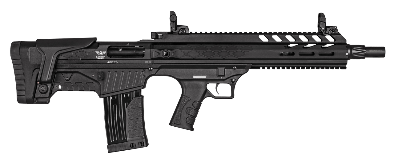 Landor Arms BPX 902 12 Ga Semi Auto 18.50" Barrel, 2+1 Black Fixed Bullpup Stock, 5rd