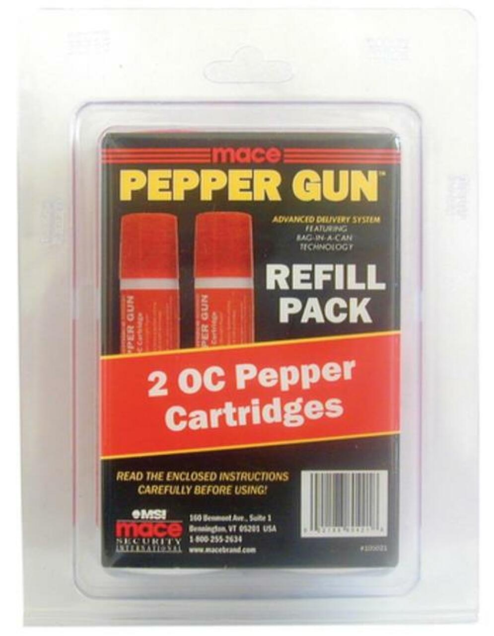 Mace Pepper Gun Refill Cartridges, OC, 2 Pack Mace Security