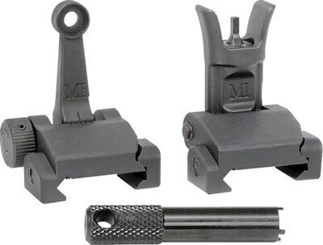 Midwest Combat Rifle Sight Set, Adjustable Front and Rear Sight, Low Profile, Flip-Up, Includes A2 Sight Tool, Black