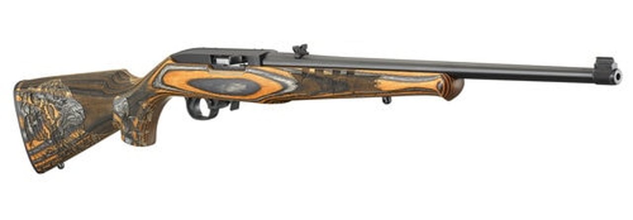 Ruger 10/22, .22 LR, 18.5", 10rd, Orange Laminated Tiger Stock