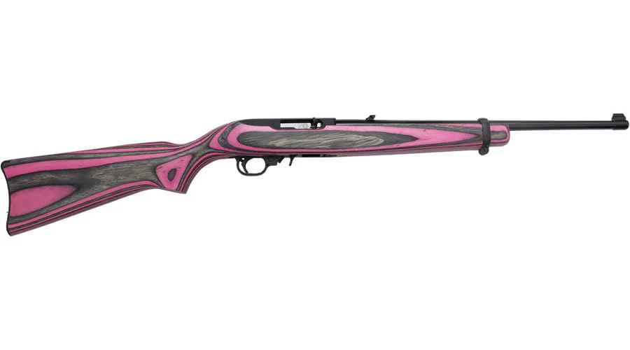 Ruger 10/22 22 LR Rimfire Carbine with Pink and Black Laminate Stock