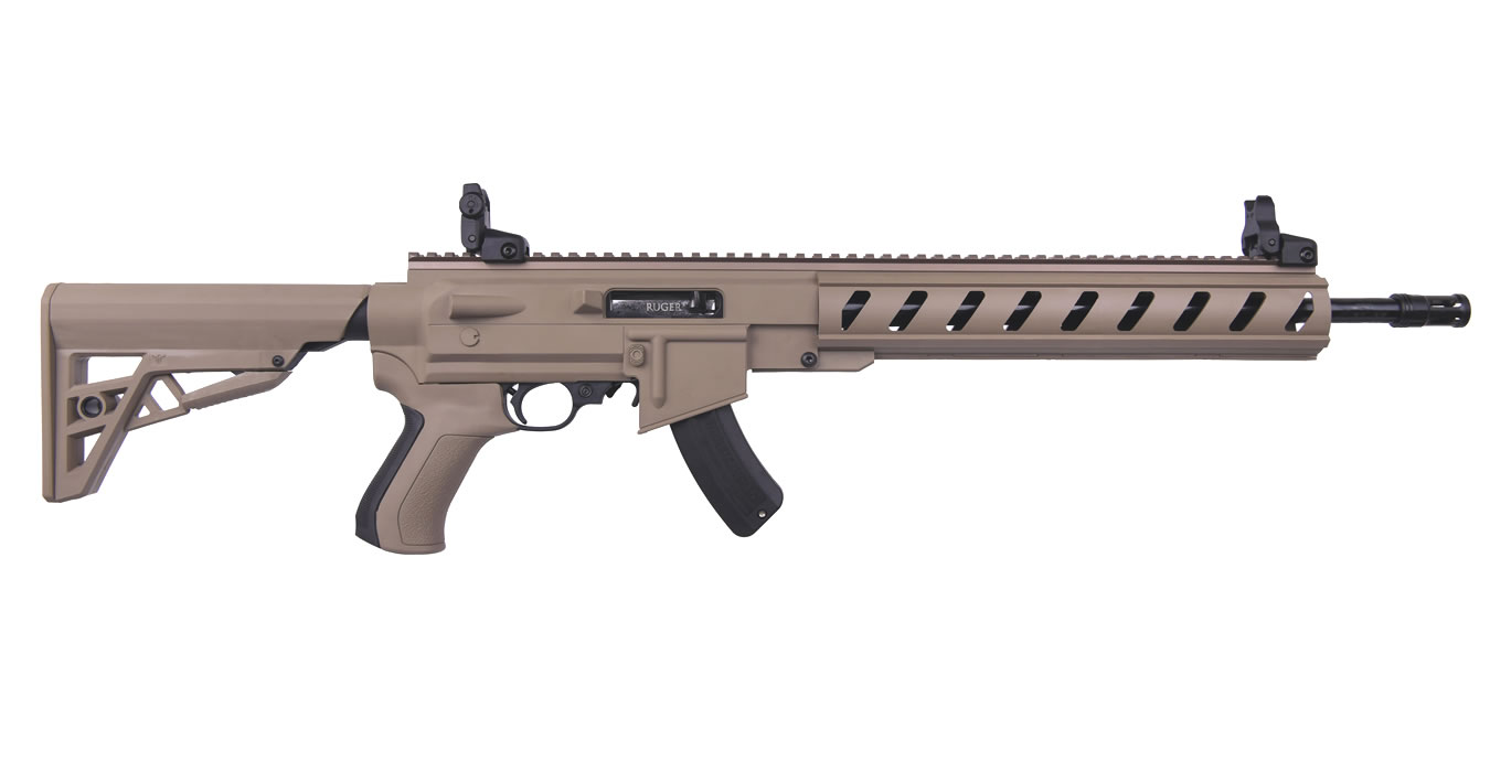 Ruger 10/22 AR-22 22LR Rimfire Rifle with ATI Flat Dark Earth Collapsible Stock