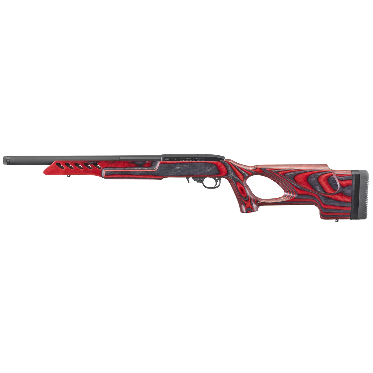 Ruger 10/22 Target 22 LR, 16" Threaded Barrel, Satin Blued Finish, Red and Black Laminate Thumbhole Stock, 10Rd Mag