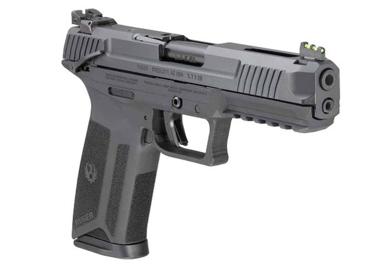 Ruger-57 5.7x28mm, 4.9" Barrel, Fiber Optic Front, Black, 10rd Mag Ruger