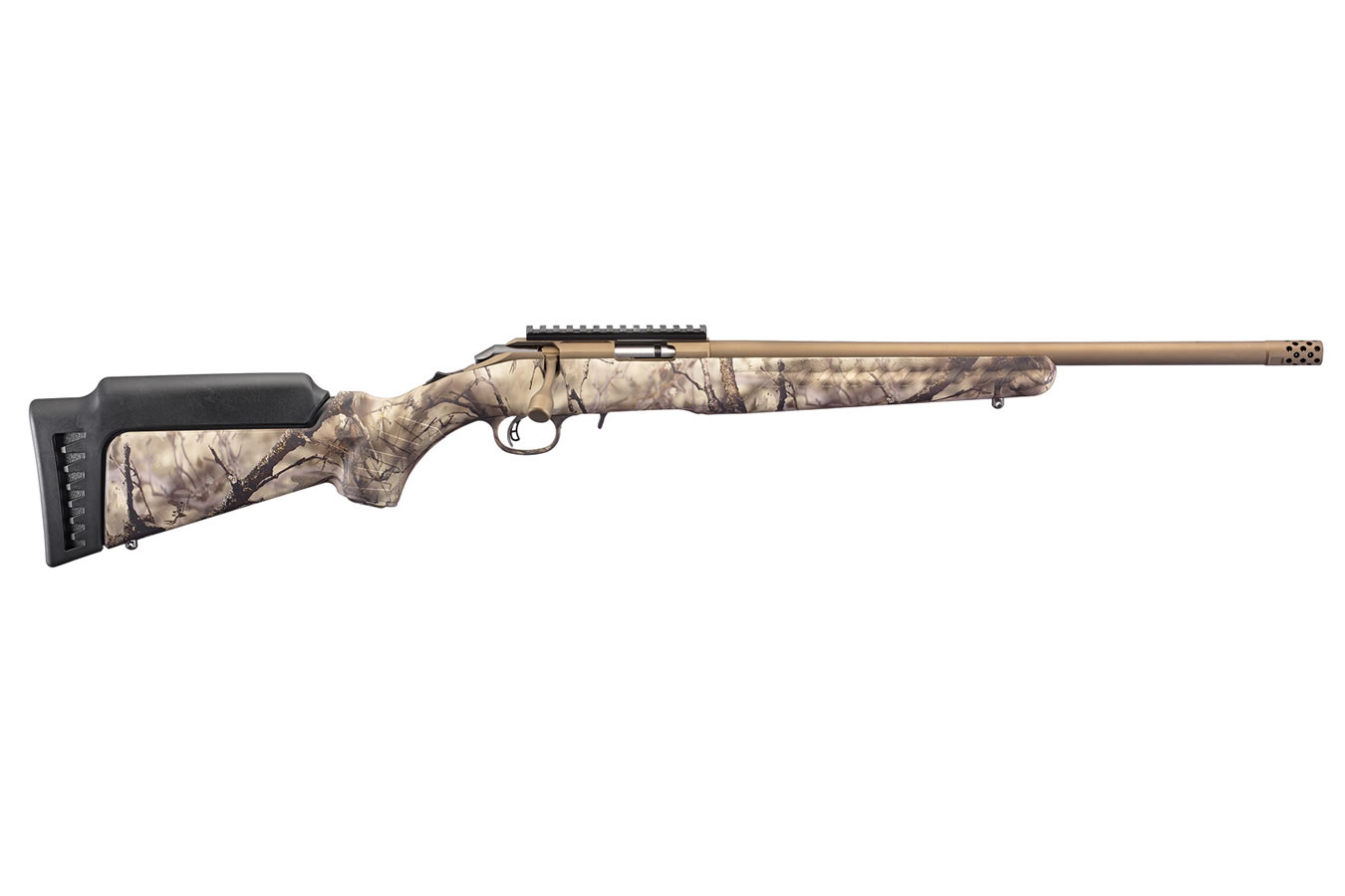 Ruger American Rimfire 17 HMR 18 Inch Go Wild Camo with Bronze Cerakote Finish