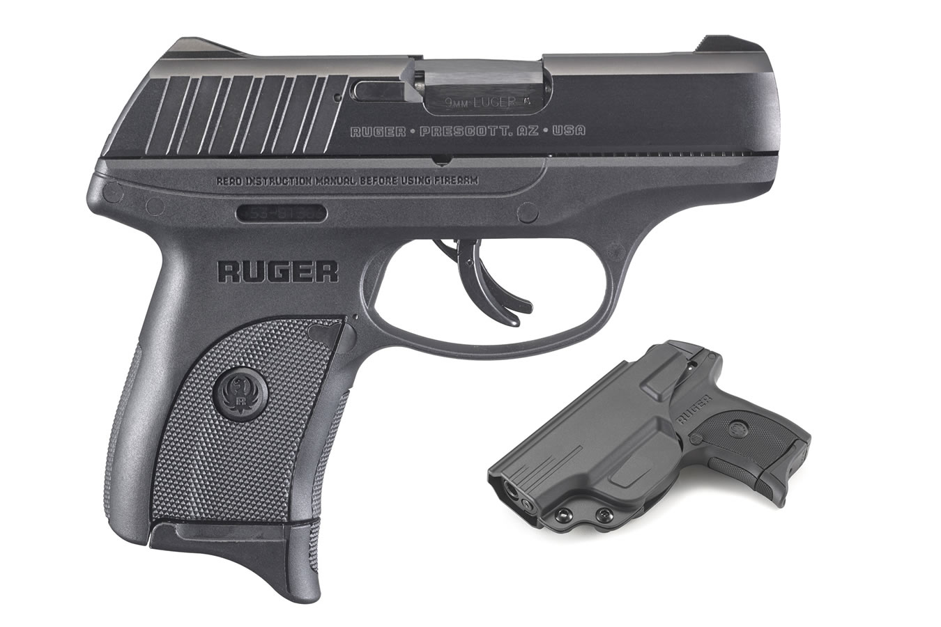 Ruger EC9s 9mm Striker-Fired Pistol with High-Tech Polymer IWB Holster