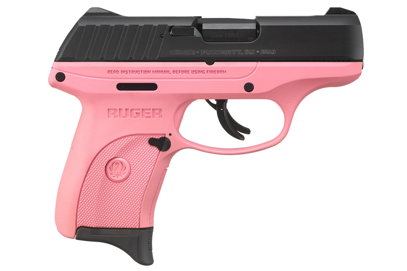 Ruger EC9s 9mm Striker-Fired Pistol with Pink Grip Frame and Black Slide
