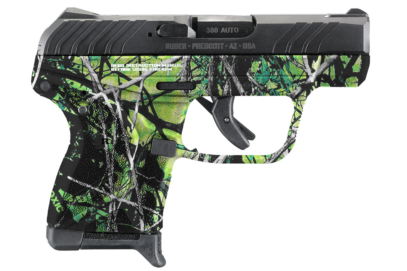 Ruger LCP II 380 ACP Carry Conceal Pistol with Reduced Moon Shine Camo Toxic Finish