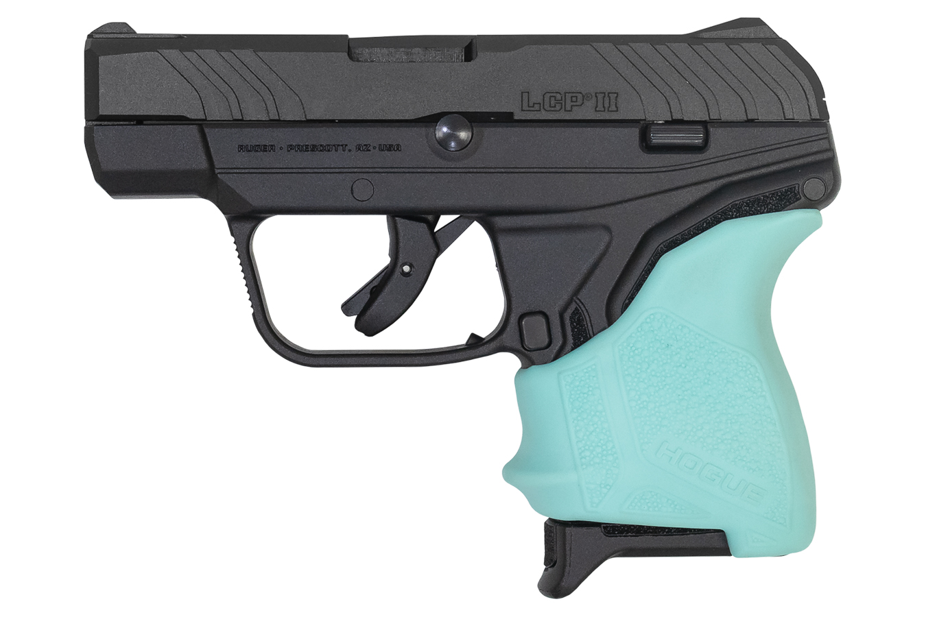Ruger LCP II 380 Auto Carry Conceal Pistol TALO Exclusive with Turquoise Hogue Slip On